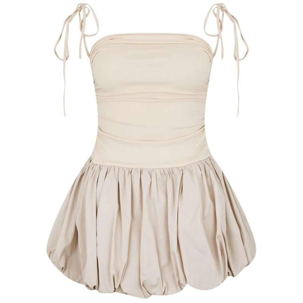 AmyLynn Womens/Ladies Ultra Peplum Square Neck Mini Dress / Milk